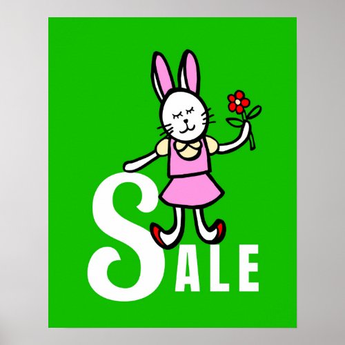 Rabbit Sale Sign Boutique Poster Retail Signage Poster