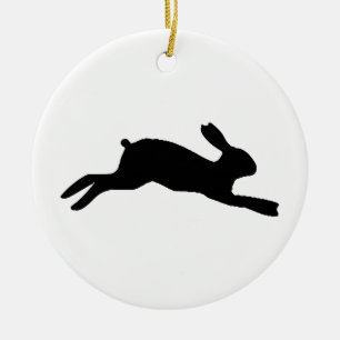 Rabbit Silhouette Ceramic Ornament