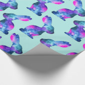 Rabbit Silhouette, Pattern, Watercolor Galaxy Wrapping Paper (Corner)
