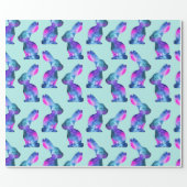 Rabbit Silhouette, Pattern, Watercolor Galaxy Wrapping Paper (Flat)