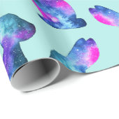 Rabbit Silhouette, Pattern, Watercolor Galaxy Wrapping Paper (Roll Corner)