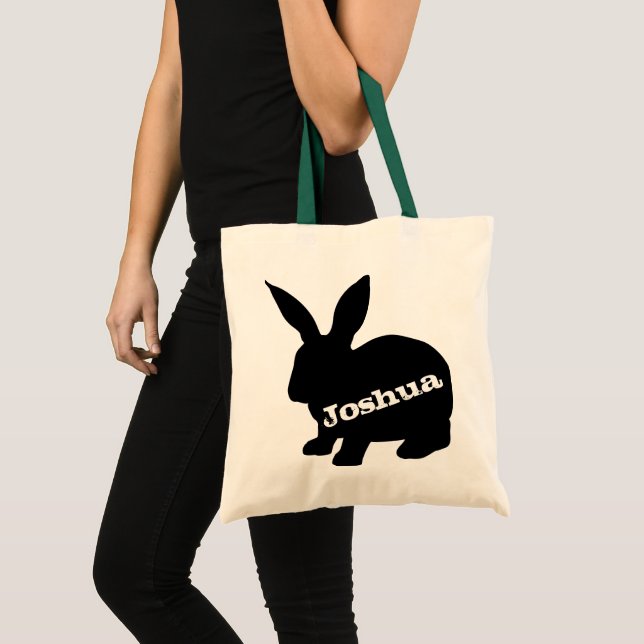 Rabbit Silhouette Personalized Name Tote Bag (Front (Product))