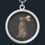 Rabbit Silver Plated Necklace<br><div class="desc">Hand-painted cute rabbit.</div>