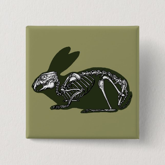 rabbit skeleton pinback button (Front)