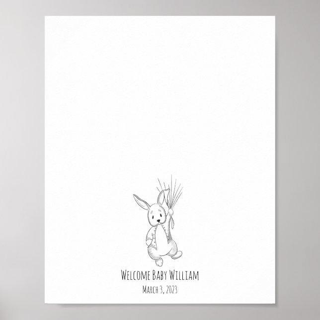 Rabbit sketch Fingerprint Guestbook (Front)