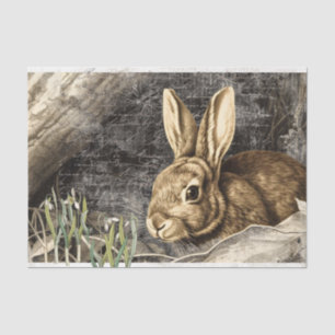 Rabbit Snowdrop Flowers Spring French Script Craft Tissue Paper