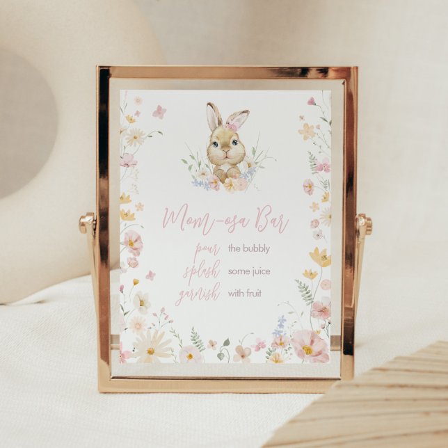 Rabbit Somebunny Baby Shower Mom Osa Bar Poster (Somebunny Rabbit Baby Shower Mom Osa Bar Sign)