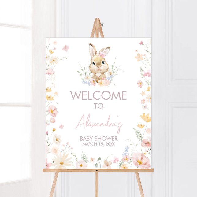 Rabbit Somebunny Baby Shower Welcome Poster (Somebunny Rabbit Baby Shower Welcome Sign)