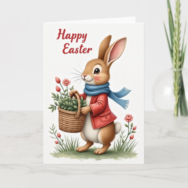 Rabbit Spring Flowers Card (Front)