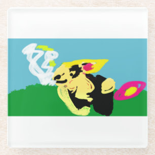 Rabbit spring glass coaster