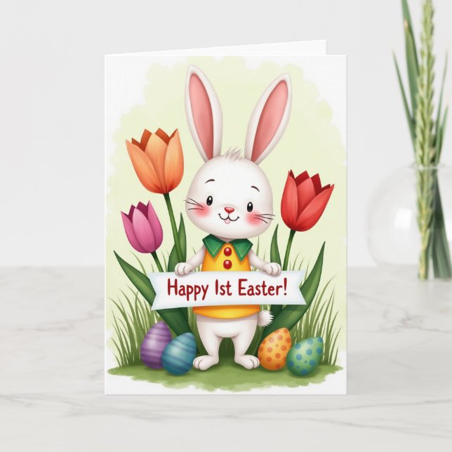 Rabbit Spring Pattern Celebration Card (Front)