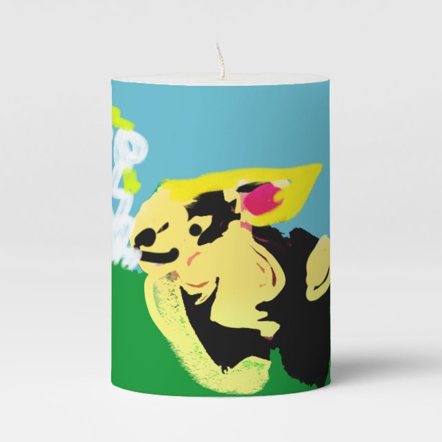 Rabbit spring   pillar candle (Front)