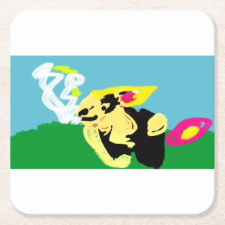 Rabbit spring   square paper coaster