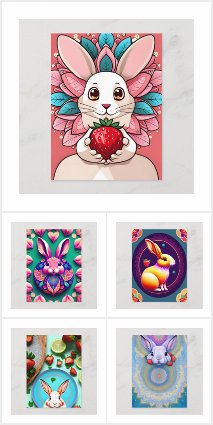 Rabbit, Strawberry, Mandala, Postcrossing Postcard