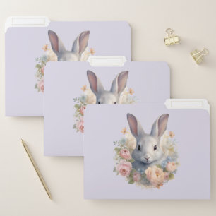 Rabbit Surrounded by Pastel Flowers Cute File Folder