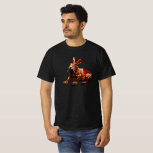 Rabbit T-Shirt Mosaic Stained Glass Design .
