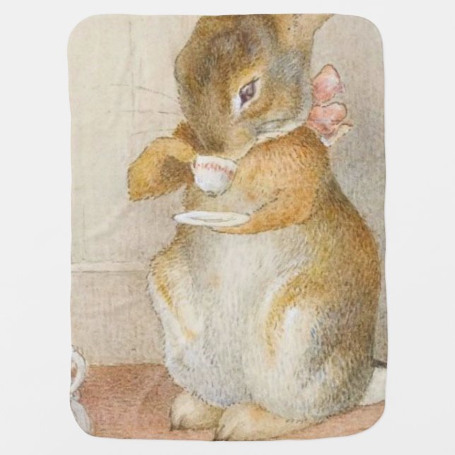 Rabbit Tea Party - Beatrix Potter Baby Blanket (Front)
