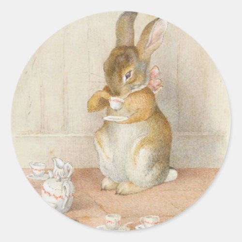 Rabbit Tea Party _ Beatrix Potter Classic Round Sticker