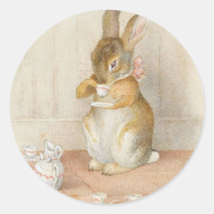 Rabbit Tea Party - Beatrix Potter Classic Round Sticker