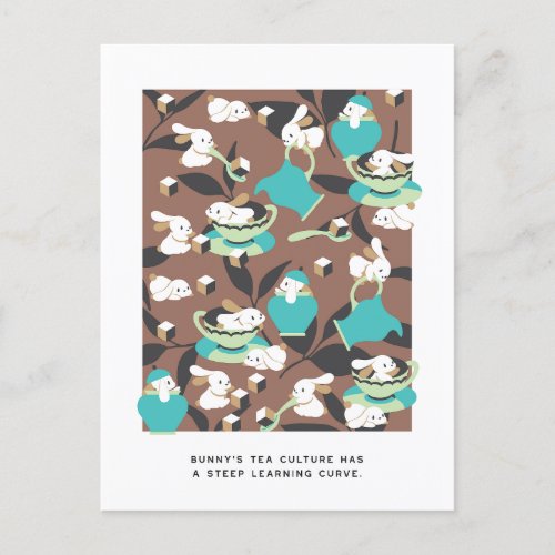 Rabbit Tea Party Pattern I Postcard