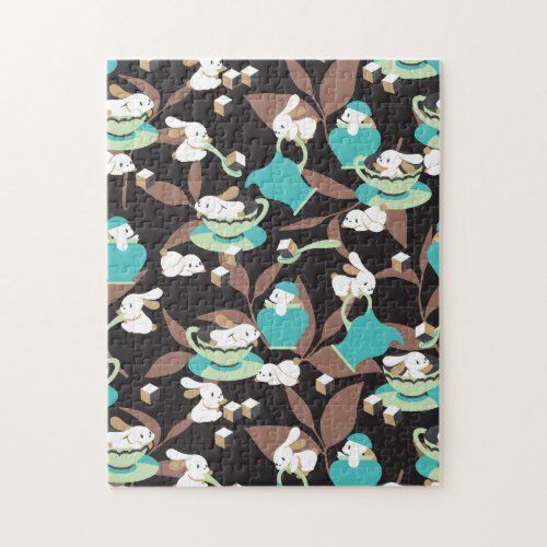 Rabbit Tea Party Pattern II Jigsaw Puzzle