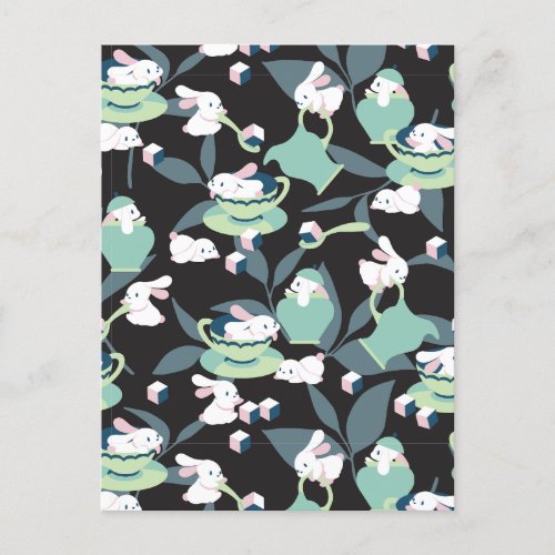 Rabbit Tea Party Pattern III Postcard