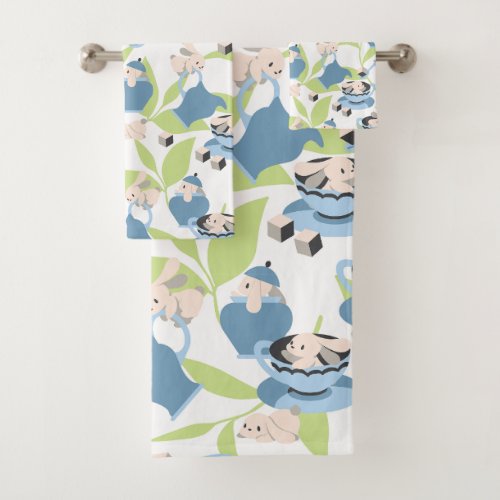 Rabbit Tea Party Pattern IV Bath Towel Set