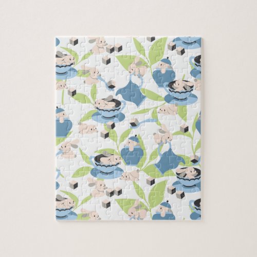 Rabbit Tea Party Pattern IV Jigsaw Puzzle