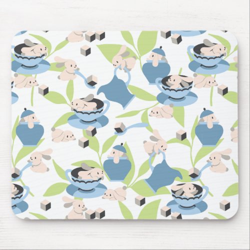 Rabbit Tea Party Pattern IV Mouse Pad