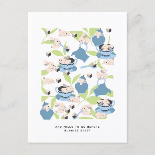 Rabbit Tea Party Pattern IV Postcard