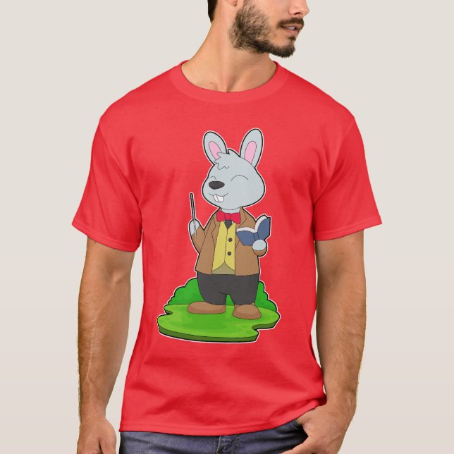 Rabbit Teacher Book School T-Shirt (Front)