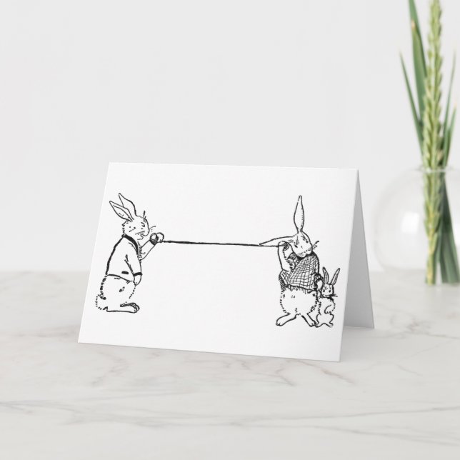 "Rabbit Telephone Line" Greeting Card (Front)