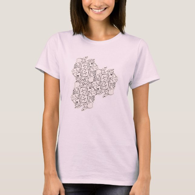 Rabbit Tile Tessellation (AL_BW) T-Shirt (Front)