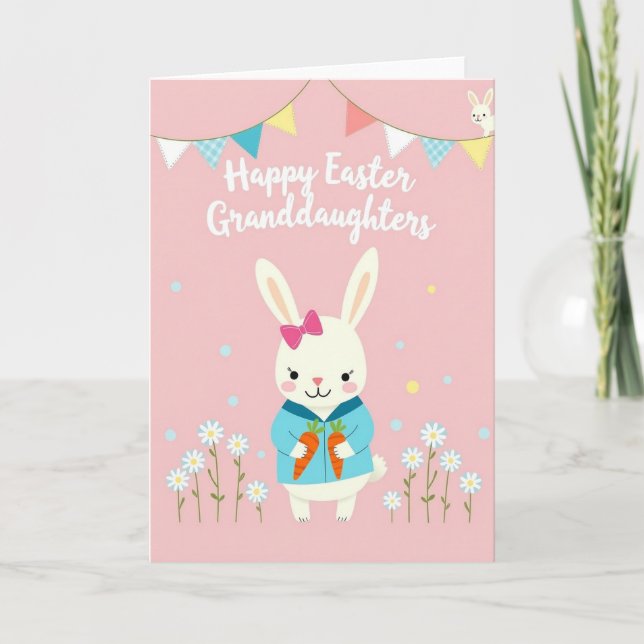 Rabbit Triangle Garland Easter Card (Front)