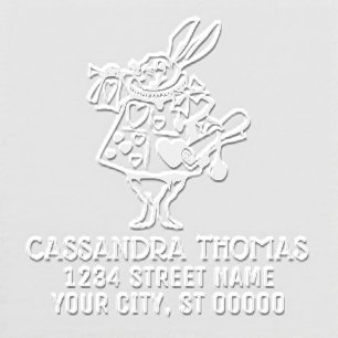 Rabbit Trumpeter Alice Adv Wonderland Name Address Embosser