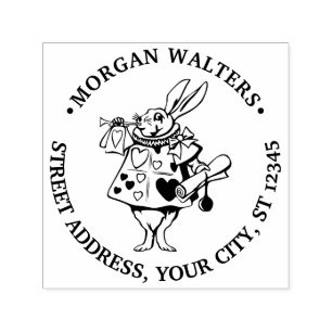 Rabbit Trumpeter Alice Adventr Wonderland Address Self-inking Stamp