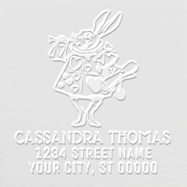Rabbit Trumpeter Alice in Wonderland Name Address Embosser (Design)