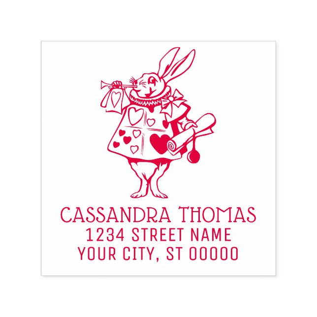 Rabbit Trumpeter Alice in Wonderland Name Address Self-inking Stamp (Design)