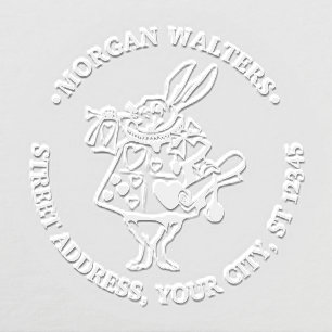 Rabbit Trumpeter Alice in Wonderland Round Address Embosser