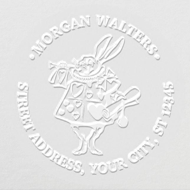 Rabbit Trumpeter Alice in Wonderland Round Address Embosser (Design)