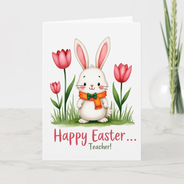 Rabbit Tulip Springtime Card (Front)