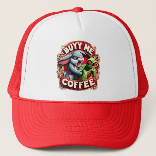 Rabbit  Turtle Buy Me Coffee Trucker Hat