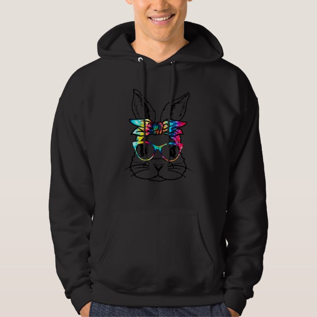 rabbit tye die, retro, vintage hoodie (Front)