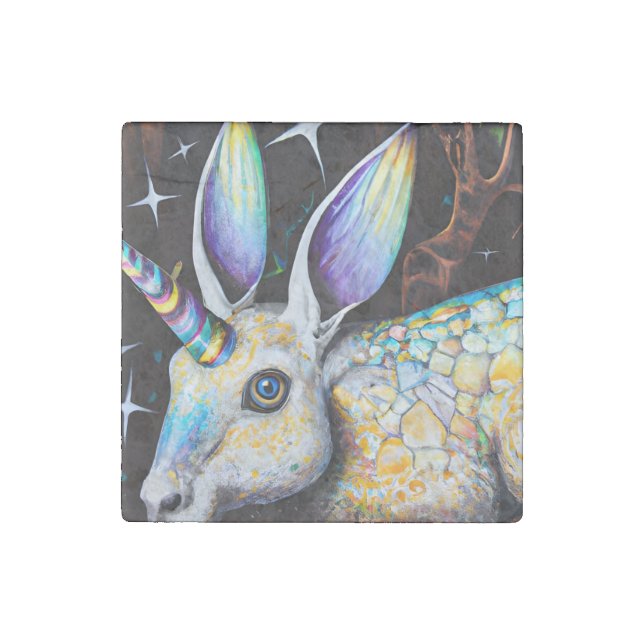 Rabbit Unicorn Stone Magnet (Front)