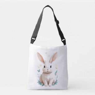 Rabbit Vector Painting Adorable Fun Animal Playing Crossbody Bag