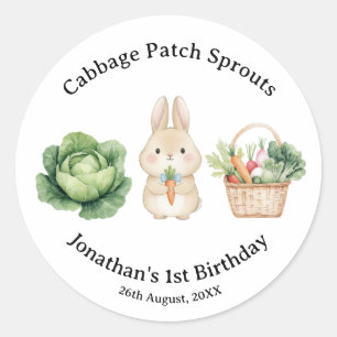  Rabbit Veggie Basket First Birthday Favor Classic Round Sticker