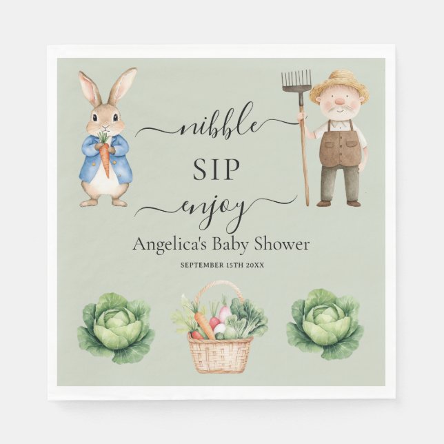 Rabbit Veggies Garden Party Napkins (Front)