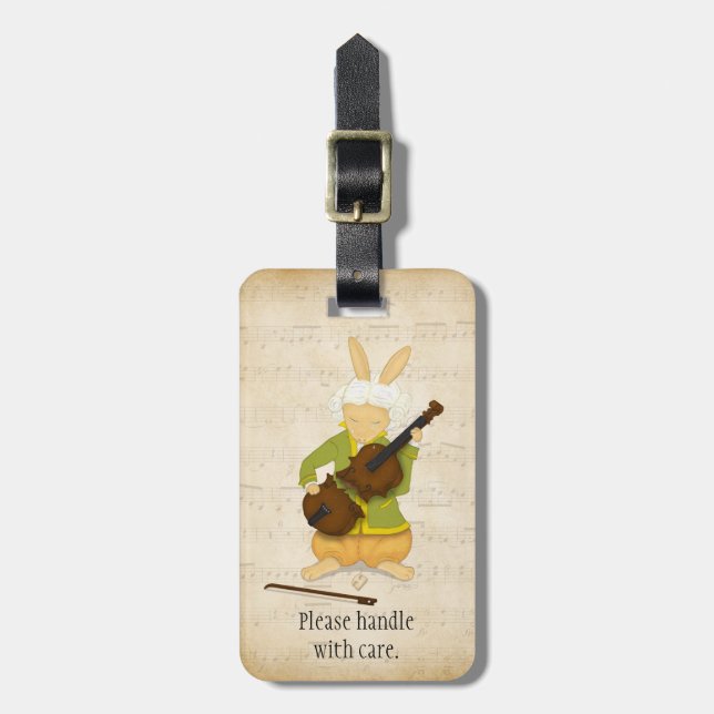 Rabbit Violinist Music Instrument Case Name ID Tag (Front Vertical)