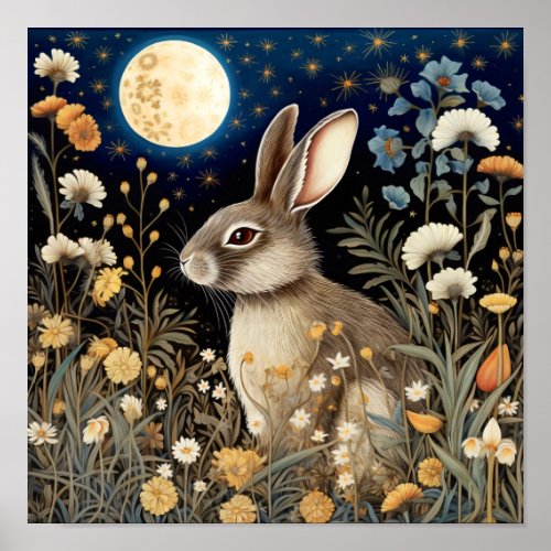 Rabbit Wall Art Wildlife Animal Poster 