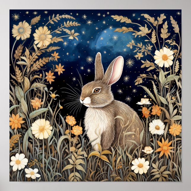 Rabbit Wall Art Wildlife Animal Poster  (Front)